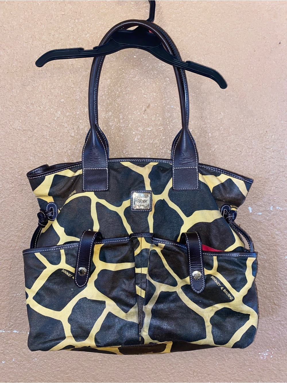 Dooney & Bourke Yellow and Black Giraffe-Print Tote